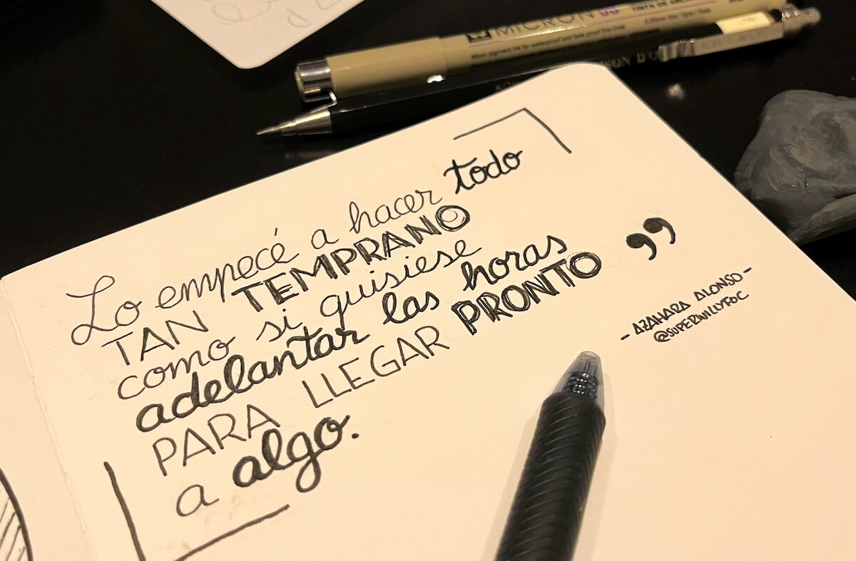 Foto montaje de la cita escrita manuscrita con la frase de Azahara Alonso como miniatura del post completo