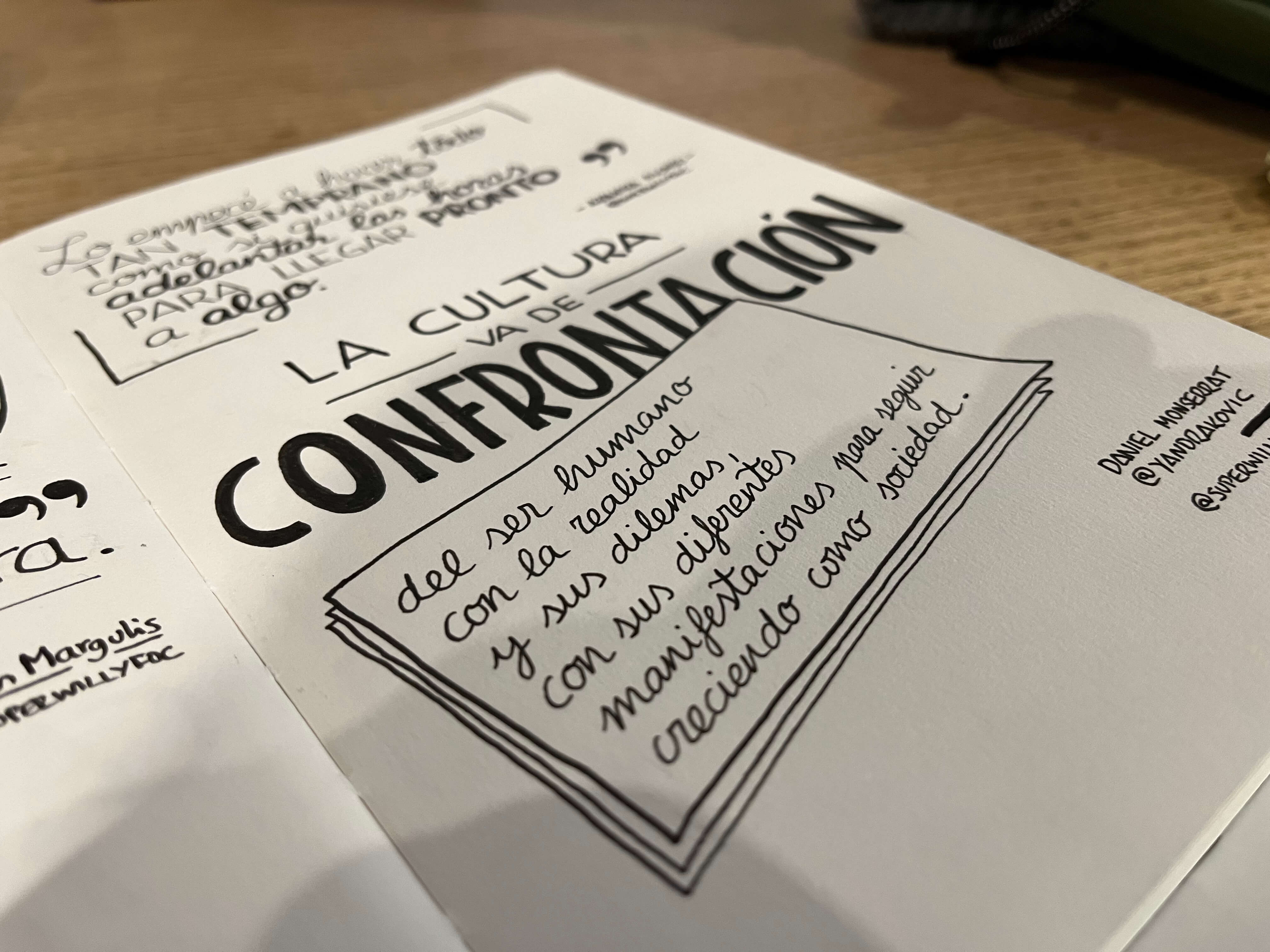 Foto del proceso. Foto del cuaderno sobre la mesa con la cita a medio escribir