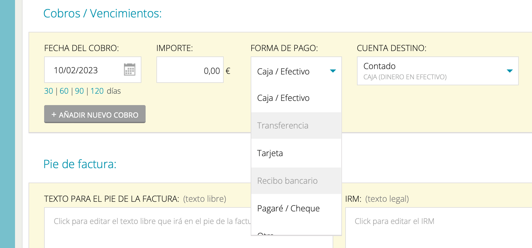 Captura de cómo se veía antes el selector